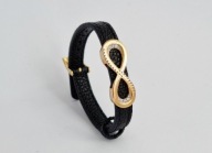 FAJNA BRANSOLETKA PASEK SKÓRZANY CYRKONIE