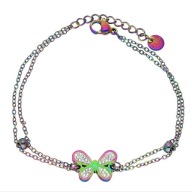 62886 Bransoletka holo stal chirurgiczna motylek z cyrkoniami