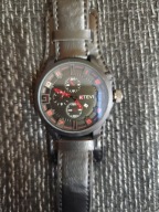 DUŻY NOWY ZEGAREK MĘSKI KTEVI CZARNO-CZERWONY NR.1