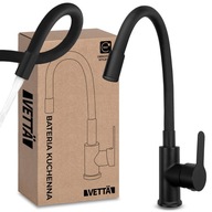 Bateria kuchenna elastyczna giętka wylewka wysoka kran do umywalki czarny