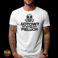 KOSZULKA MĘSKA GOTOWY DO WYMIANY PIELUCH PREZENT DLA TATY BIAŁA L