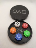 Koreańskie Kości Gonggi Kolorowe + Zamykane Pudełko Inspirowane Squid Game