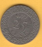 (1SU04) Surinam 25 centów, 1972
