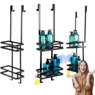 PÓŁKA ŁAZIENKOWA VILDE ZWIESZANA METALOWA CZARNA 2 POZIOMY 75X23X10,5 CM