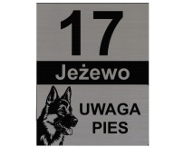 Tabliczka Grawerowana numer domu, ulica, obiekt monitorowany 2w1 Uwaga pies