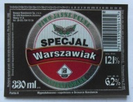 ETYKIETA PIWO JASNE PEŁNE WARSZAWIAK SPECJAL BROWAR KONSTANCIN