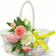 KOSZYK WIELKANOCNY NA ŚWIĘCONKĘ Z DEKORACJĄ STROIK KOSZYCZEK WIKLINOWY DUŻY