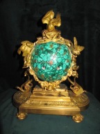 UNIKAT-Empire Malachit zegar kominkowy XIXw