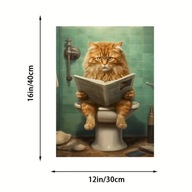 Plakat na płótnie z rudym kotem obrazek kolorowy WC łazienka 30x40 A3