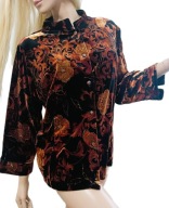 BRĄZOWA WELUROWA BLUZKA ŻAKIET WDZIANKO ZŁOTA NITKA ZAPINANA NA GUZIKI XXL