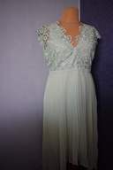 V Piękna sukienka koktajlowa miętowa z koronką nowa_44