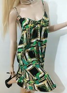 AMISU WISKOZOWA LUŹNA ZMYSŁOWA SUKIENKA NA LATO ZIELONA W ORNAMENTY M