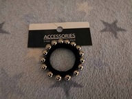 Gumka czarna srebrne perełki