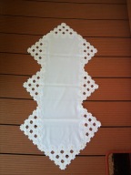 Biały bieżnik z rumiankami - 96 cm x 47 cm / 28 cm !!!