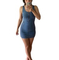 H & M jeansowa sukienka tuba bodycon niebieska S