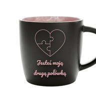 Kubek grawer „Jesteś moją drugą połówką” prezent walentynki RÓŻOWY