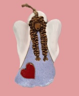 Anioł z gliny. Praca ręczna. Zawieszka figurka, dekoracja na ścianę