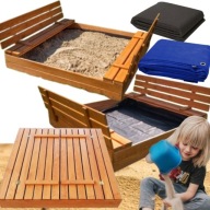 Duża Piaskownica Drewniana Zamykana Impregnowana z Ławkami Dla Dzieci