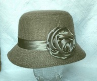 CZAPKA KAPELUSZ DAMSKI CIEMNY BEŻ ROZ. 57 CM