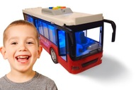 Autobus zabawka dla dzieci 3+ otwierane drzwi,4 dźwięki, city bus czerwony