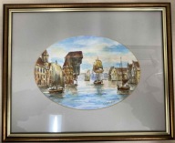 Obraz akwarela - Gdańsk Żuraw nad Motławą