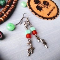 CHRISTMAS święta kolczyki laska cukierek szkło TOHO turkus BlackberriesArts