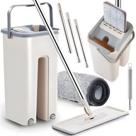 MOP PŁASKI Z WYCISKACZEM i WIADREM DWUKOMOROWYM plus MIKROFIBRA WKŁADY