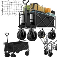 WÓZEK TURYSTYCZNY SKŁADANY TRANSPORTOWY KOŁA TERENOWE OGRODOWY SIATKA 120L