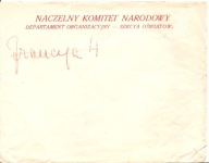 NACZELNY KOMITET NARODOWY -koperta DEPARTAMENT ORGANIZACYJNY SEKCJA OŚWIATY
