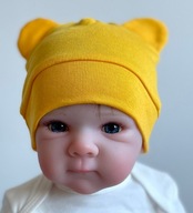 Bawełniane czapeczki z uszkami dla noworodków żółty