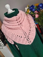 PRZEPIĘKNA LUKSUSOWA CIEPLUTKA WEŁNIANO/ANGOROWA MIĘKKA CHUSTA_PUDROWY RÓŻ