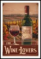 A2 PLAKAT DO KUCHNI RESTAURACJI WINO BUTELKA KIELISZEK FOR WINE LOVERS