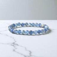 BRANSOLETKA Z KAMIENI,AGAT NIEBIESKI,NA GUMCE