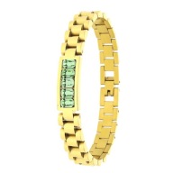 58205 Bransoletka złota stal chirurgiczna szeroka z kryształkami