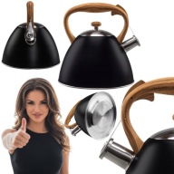 CZAJNIK NA GAZ NA INDUKCJĘ CZARNY DO HERBATY 3L TRADYCYJNY STALOWY