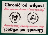 Polska gabinetowa, "CHRONIĆ PRZED WILGOCIĄ", 13,5 x 9,5 cm /Ziel./