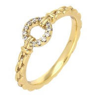 83906 Pierścionek pozłacany 18K średnica 18 mm elegancki z cyrkoniami