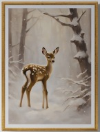 A2 PLAKAT OBRAZ, PLAKAT SARNA ZIMĄ W LESIE SARENKA LAS ZIMA ŚNIEG