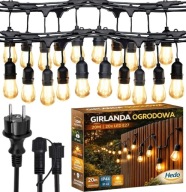 Girlanda Ogrodowa Świetlna 20M 20X Żarówka LED Sieciowa Wodoszczelna