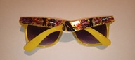 okulary przeciwsłoneczne żółte , zdobione zauszniki