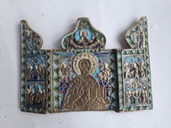 Ikona podróżna Jezus Chrystus Pantokrator (mosiądz) malowana