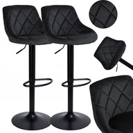 ZESTAW HOKER KUCHENNY BAROWY WELUROWY BAROWE REGULOWANE LOFTOWE CZARNE 2szt