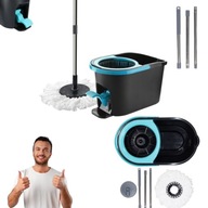 MOP OBROTOWY ROTACYJNY 360 MIKROFIBROWA KOŃCÓWKA Z WIADREM Z PEDAŁEM ZESTAW