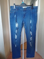 spodnie dżins strecz janina 44 l 30 proste dziury przetarcia