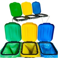 STOJAK METALOWY DO SEGREGACJI ŚMIECI POJEMNIK KOSZ NA ODPADY NA 3 WORKI