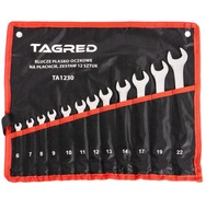 TA1230 Klucze płasko-oczkowe zestaw 12 sztuk na płachcie