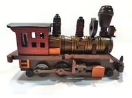 Drewniany model - zielony duży parowóz rękodzieło kolejka drewniana