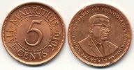 Mauritius 5 Cents - 2010r ... Monety