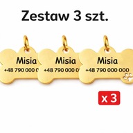 3x Adresówka dla psa z grawerem – stal nierdzewna | IMIĘ + TELEFON | Smart