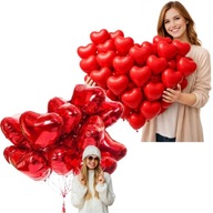 ZESTAW BALONÓW CZERWONE SERCA SERCE BALON FOLIOWY NA HEL DLA KOBIETY 10X